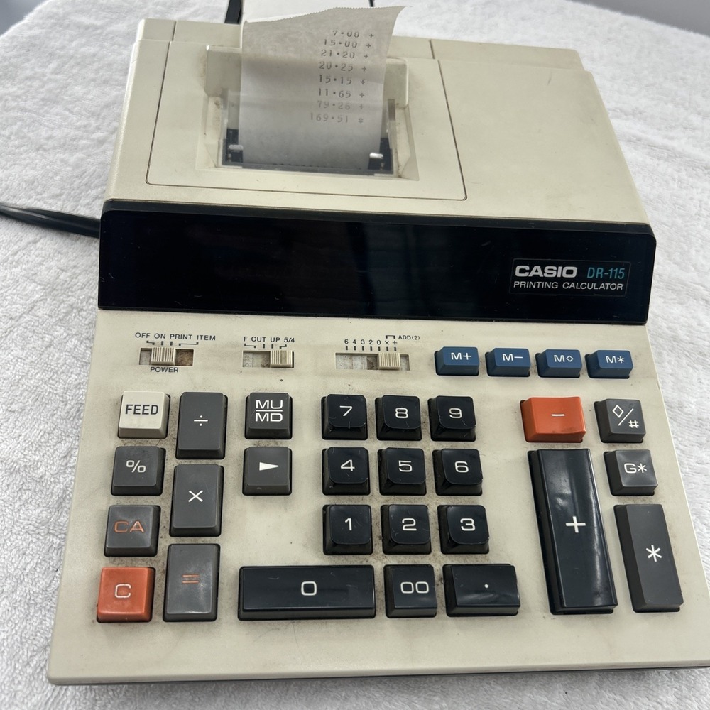 Casio DR-115 Printing Desktop Calculator Adding Machine Yellow Tested! - Picture 6 of 7